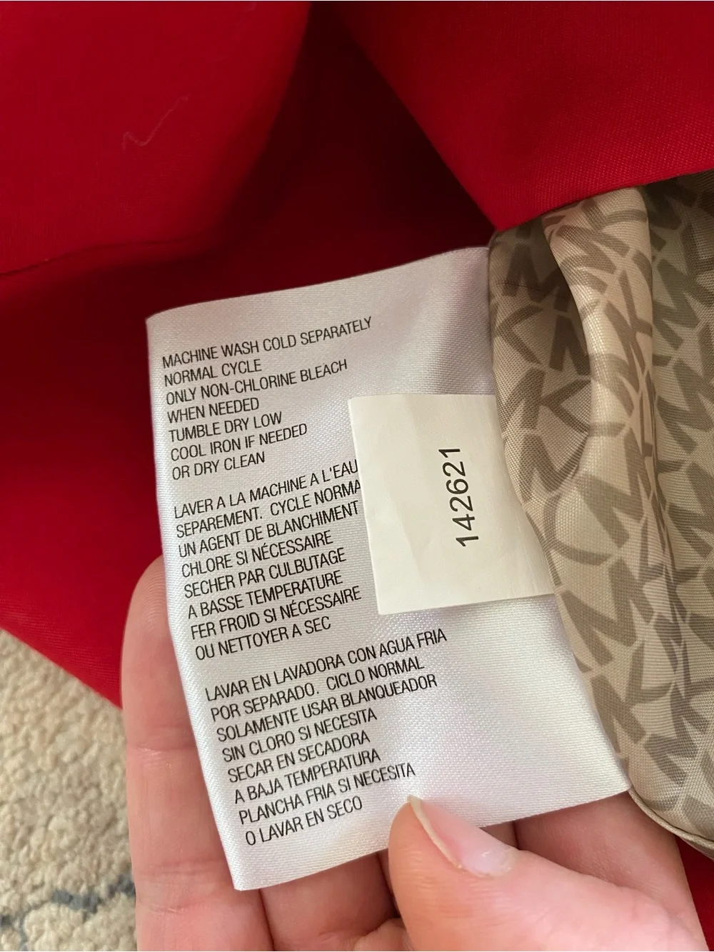 Michael Kors Hooded Rain Jacket Trench Coat Medium Red w/ Gold Hardware